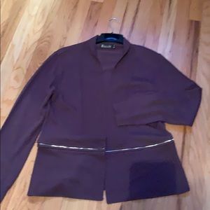 Eggplant colored dress sweater with zipper accent